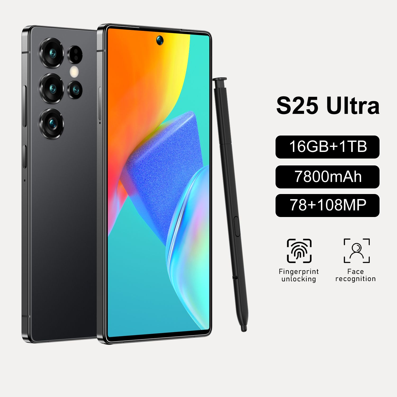 High Configuration S25 Ultra 7.3-Inch HD 5G Global Version Fast Network Gaming Dual SIM Android 15 108MP 16GB+1TB Mobile Phone