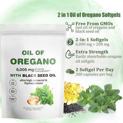 180 Capsules Per Bag, Pure Oregano Oil and Black Seed Oil Capsules, Oregano Soft Capsules,Black Seed Oil
