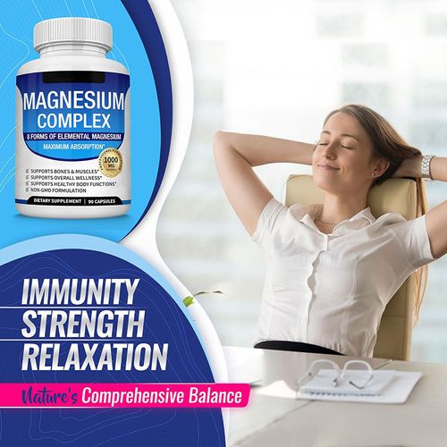 Magnesium Supplement Magnesium 400mg with Vitamin D for Immune Support, Adaptogenic Herbs, Enzyme Activated 90 Capsules