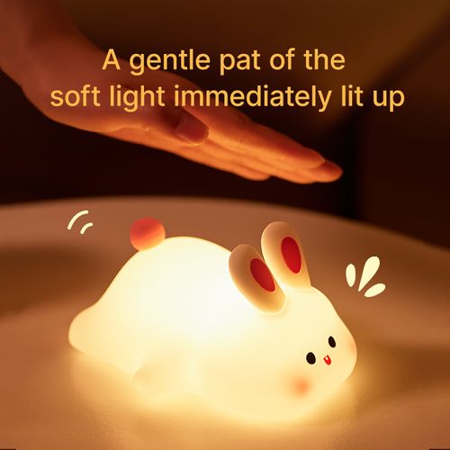 Hot Sale Silicone Night Light Cartoon Bunny Silicone Lamp Cute Rabbit Night Lights Bedroom Charging Rabbit Patted Sleeping Light
