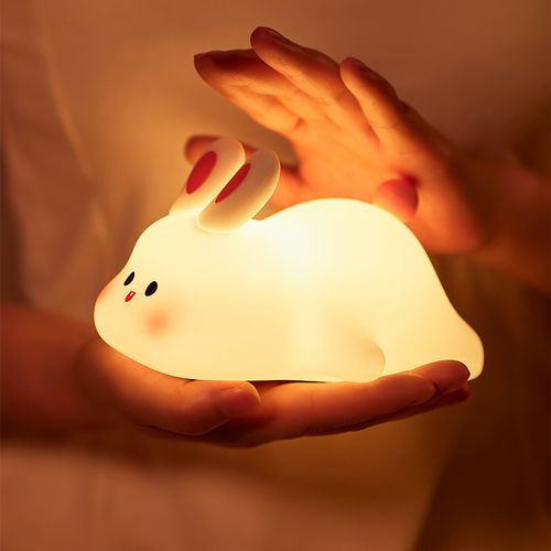 Hot Sale Silicone Night Light Cartoon Bunny Silicone Lamp Cute Rabbit Night Lights Bedroom Charging Rabbit Patted Sleeping Light