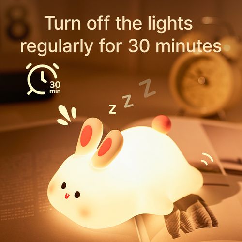 Hot Sale Silicone Night Light Cartoon Bunny Silicone Lamp Cute Rabbit Night Lights Bedroom Charging Rabbit Patted Sleeping Light
