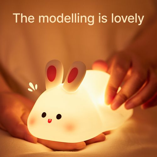 Hot Sale Silicone Night Light Cartoon Bunny Silicone Lamp Cute Rabbit Night Lights Bedroom Charging Rabbit Patted Sleeping Light