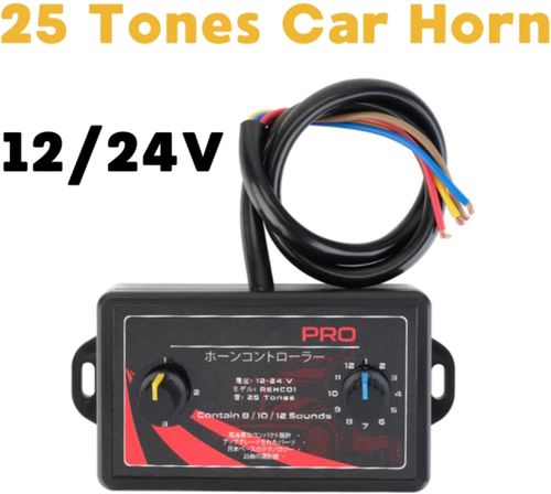 Universal Horn Controlle  12-24 Volt Horn Controller,25 Tones Car Horn Control Box
