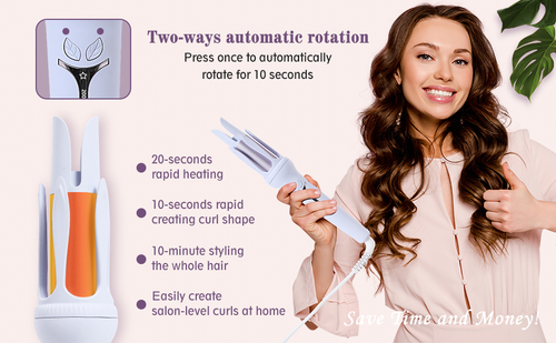 Curling Iron, Automatic Hair Curler   Temp Adjustable, Fast Heating Up, Anti-Stuck, Auto Shut-Off, Ceramic Tourmaline