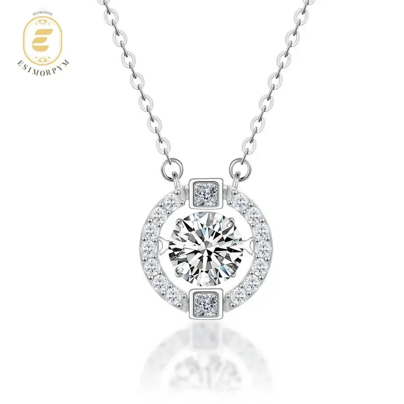 Moissanite 1ct Flickering Halo Pendant Necklace