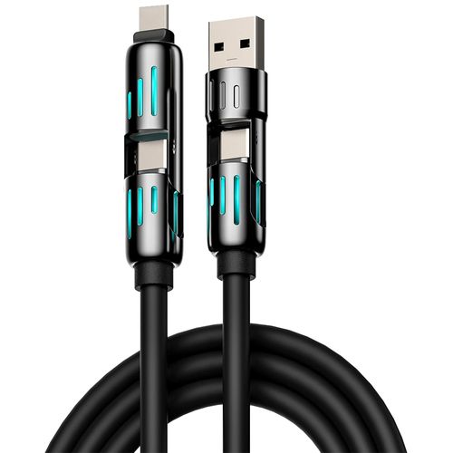 Four-in-one data cable aluminum alloy colorful light fast charging
