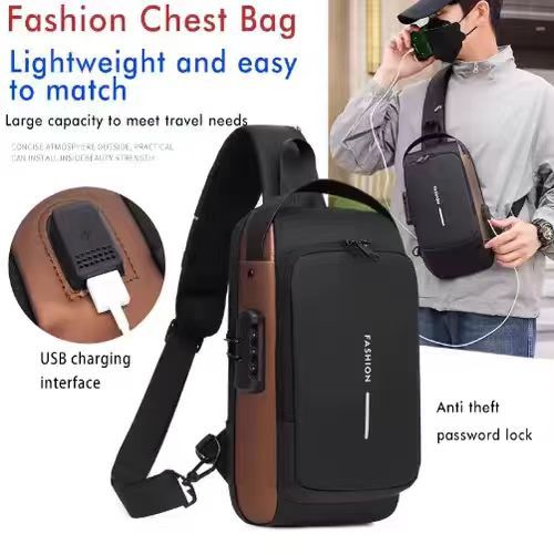 High-quality black single-shoulder large-capacity waterproof crossbody bag