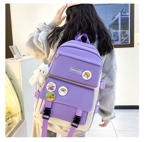 2026 4-Piece Canvas Backpack Set | Laptop & Student School Bag