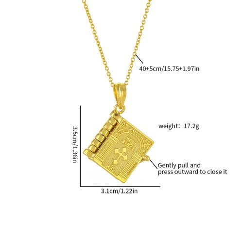 Hop Vintage Unisex Religious Necklace with Openable Bible Book Cross Pendant Openable Blade Chain for Men Women for Weddings