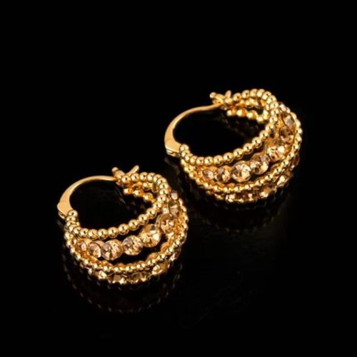 Exquisite Champagne Gold Hollow Out Diamond-Inlaid Basket Earrings