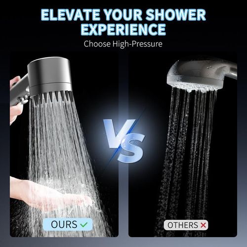 Pressurized Multi Mode Filtered Handheld Shower Head Set Home Bathroom with Hose and Replacement Filter