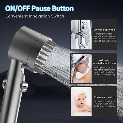 Pressurized Multi Mode Filtered Handheld Shower Head Set Home Bathroom with Hose and Replacement Filter