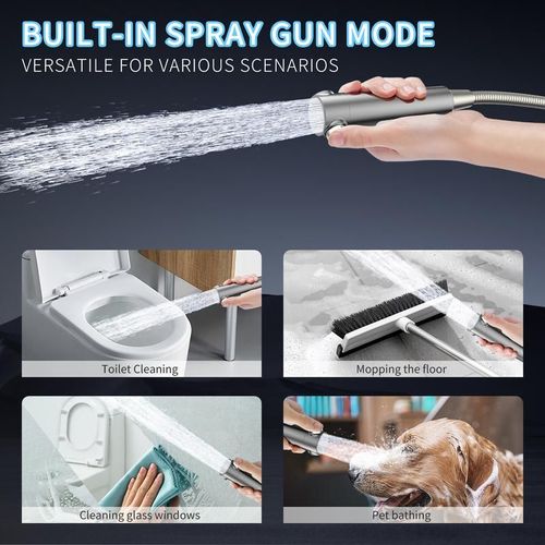 Pressurized Multi Mode Filtered Handheld Shower Head Set Home Bathroom with Hose and Replacement Filter
