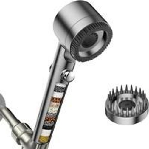 Pressurized Multi Mode Filtered Handheld Shower Head Set Home Bathroom with Hose and Replacement Filter