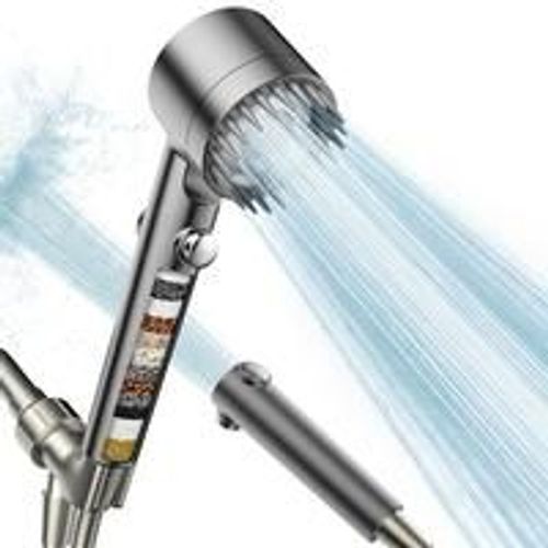 Pressurized Multi Mode Filtered Handheld Shower Head Set Home Bathroom with Hose and Replacement Filter