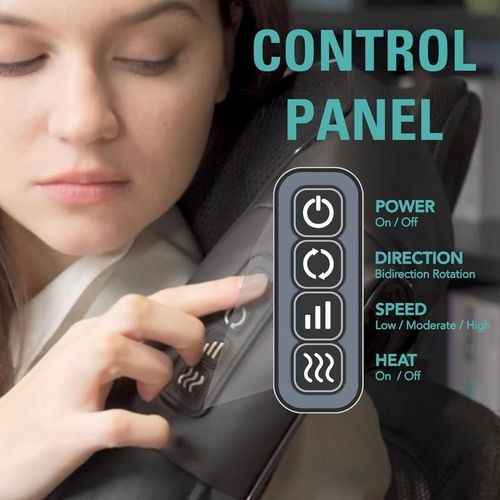 Neck and Shoulder Massager Deep Kneading and Heating Multi Body Area Use Dual Power Home and Car Adapter Included Multi Speed and Bidirectional Control