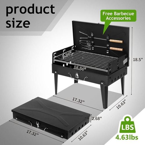 Portable Folding Barbecue Grill with Adjustable Height for 3-5 People Outdoor Camping Picnic