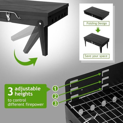 Portable Folding Barbecue Grill with Adjustable Height for 3-5 People Outdoor Camping Picnic