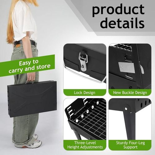 Portable Folding Barbecue Grill with Adjustable Height for 3-5 People Outdoor Camping Picnic