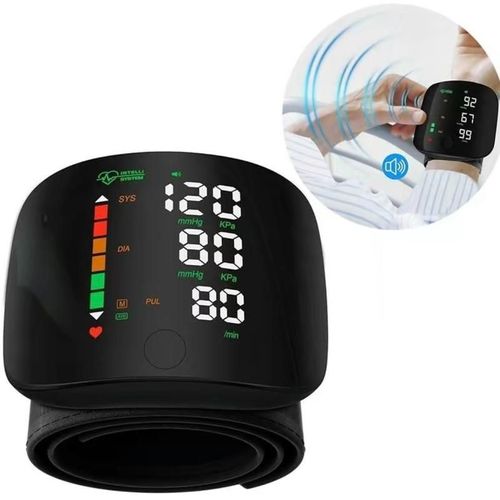 eBesting Wrist Blood Pressure Monitor - Large HD Display, Voice Broadcast, Type-C Rechargeable, One-Touch Measurement, Portable for Home Use