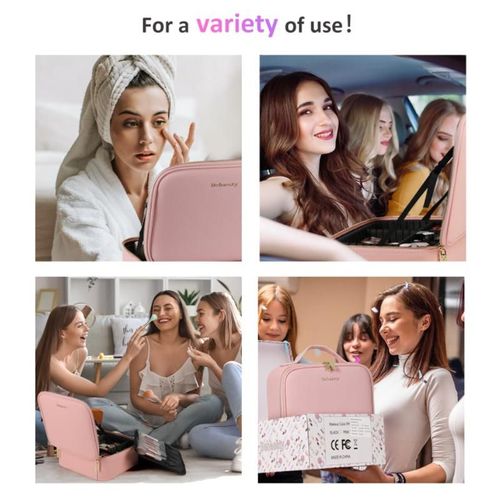 Portable Travel Makeup Bag with Detachable LED Mirror