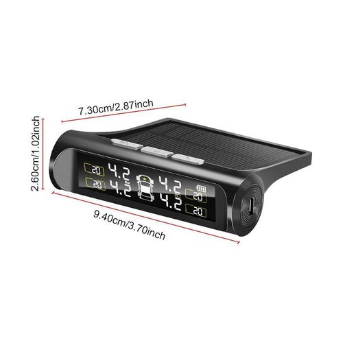 Solar TPMS Car Tire Pressure Monitor with 4 External Sensors