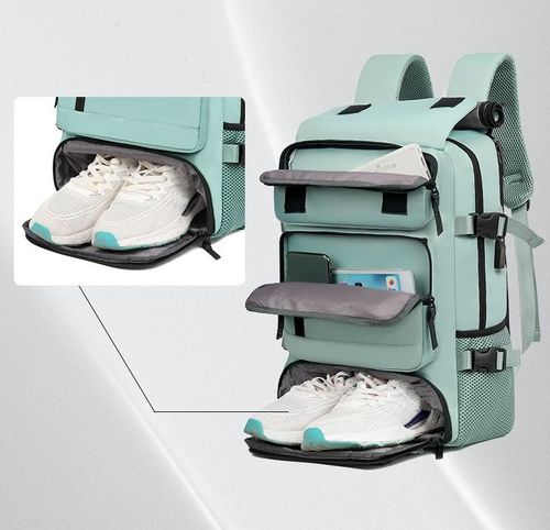 Lightweight Nylon Hiking Backpack | USB-Charging Laptop Compatible Travel Duffel with Shoe Compartment