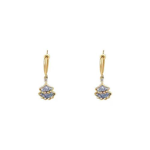 New 2025 Unique Sparkling Blue Crystal Ginkgo Leaf Tassel Earrings - Slimming Face & Elegant Style