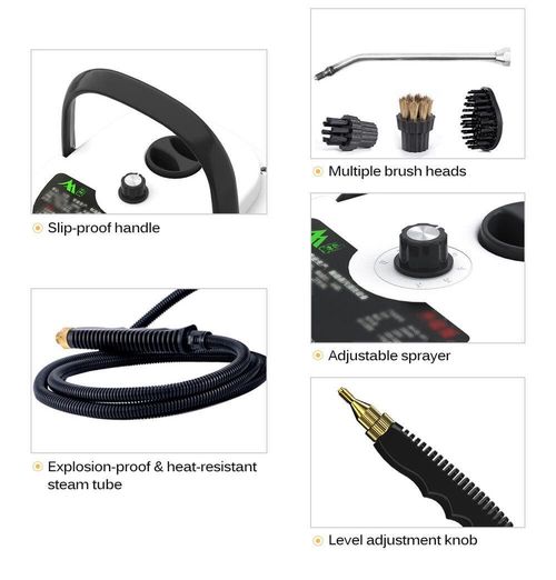 2500W High Pressure Steam Cleaner 3.0 Bar 1.2L Handheld High Temperature Steamer for Home Kitchen Car