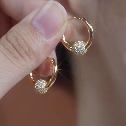 French Style Light Luxury Exquisite Diamond Ball Earrings for Women