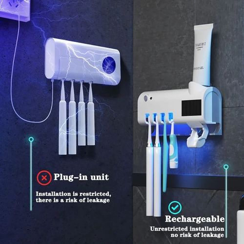 Smart Toothbrush Sterilizer with UV Sterilization - Drill-Free Bathroom Wall-Mounted, Electric Storage & Drying