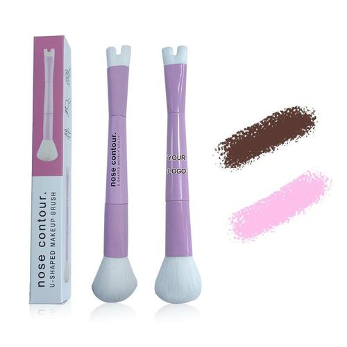 2-in-1 Nose Contour Makeup Brush - U-Shaped Side Nose Contour & Blush Cosmetic Brush