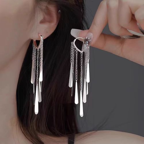 Heart Shaped Water Drop Tassel Alloy Earrings Personalized Fashion Women's Drop Earrings Holiday Party Girls Jewelry Gifts