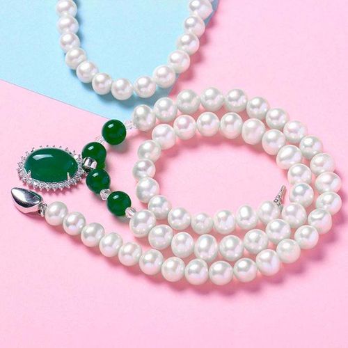 Shuibei Pearl Agate Pendant 3-Piece Jewelry Set - Women's Clavicle Necklace, Bracelet and Earrings, Ideal Festival Gift for Girlfriend and Wife