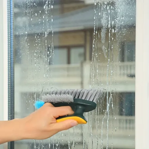 Tyuoikom Scrub Brush Comfort Grip & Flexible Stiff Bristles Heavy Duty for Bathroom Shower Sink Carpet Floor