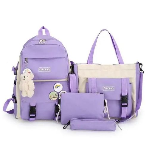 2026 4-Piece Canvas Backpack Set | Laptop & Student School Bag