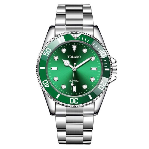 Green Submariner Style: New Business Quartz Watch with Luminous Dial & Steel Strap