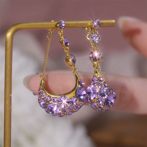 New High-end Luxury Earrings  Simple Full Diamond Water Droplet Shaped Women's Earrings
