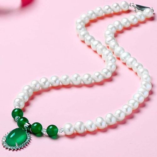 Shuibei Pearl Agate Pendant 3-Piece Jewelry Set - Women's Clavicle Necklace, Bracelet and Earrings, Ideal Festival Gift for Girlfriend and Wife