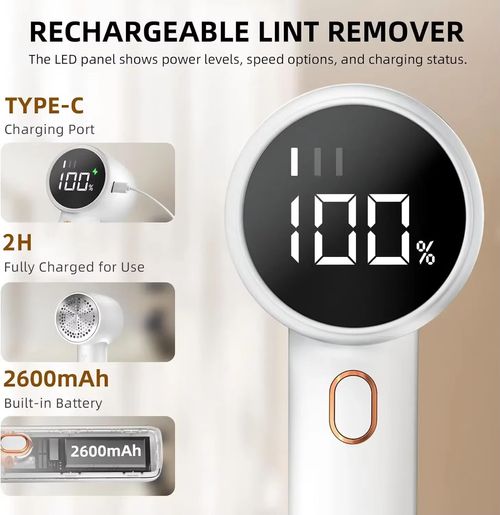 New Modern Electric Lint Remover 3-Speed Adjustable Wireless LED Digital Display Safe Household Smart Appliance