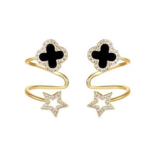 Gold Plated Needle Four Leaf Clover Stud Earrings for Women Elegant Earrings Jewelry