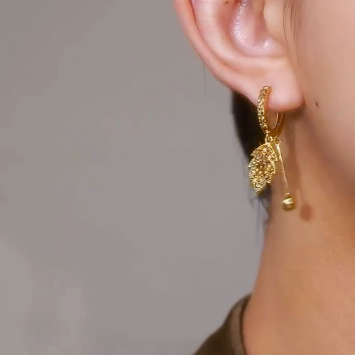 Trendy & Versatile Ear Cuffs & Earrings for Women: Champagne Gold with Zirconia Diamonds, Niche Design Loved by Online Influencers