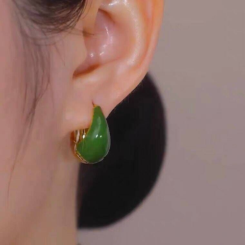 2025 Trendy Ear Accessories for Women: Large, Light Luxury & High-end, Green Spliced Color for Spring  Summer