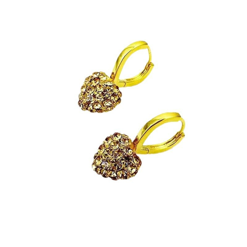 New Design Luxury Women Jewelry Love Heart Ear Buckle Zircon Initial Brass Stud Earrings