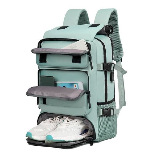 Lightweight Nylon Hiking Backpack | USB-Charging Laptop Compatible Travel Duffel with Shoe Compartment