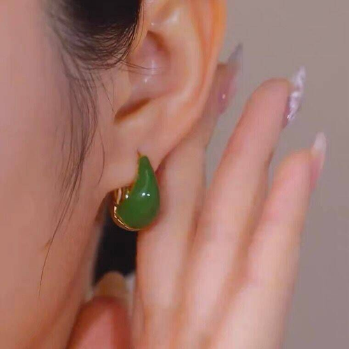 2025 Trendy Ear Accessories for Women: Large, Light Luxury & High-end, Green Spliced Color for Spring  Summer