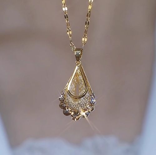 Korean Luxury Fine Earrings for Women Advanced Design Sense Exquisite Drop-Shaped Rhinestone Trendy Gold Plated Alloy Niche
