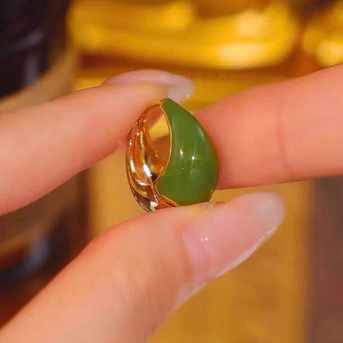2025 Trendy Ear Accessories for Women: Large, Light Luxury & High-end, Green Spliced Color for Spring  Summer