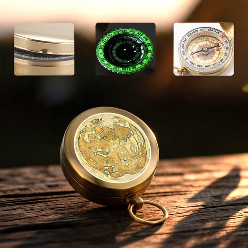 Vintage pure copper flip-top pocket compass